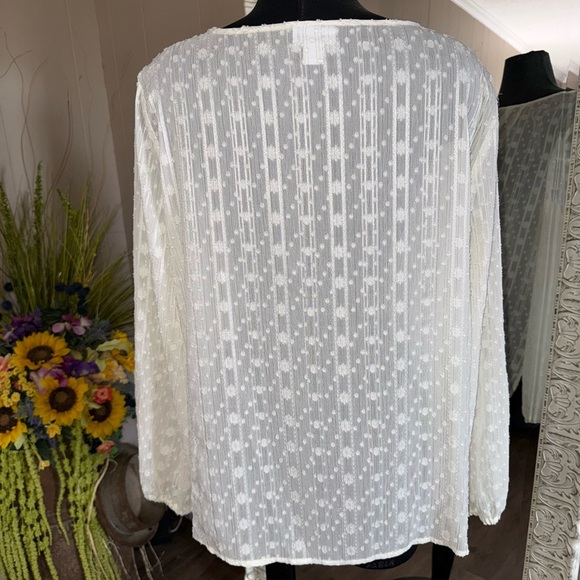 Liz Claiborne • Ivory Textured Sheer Blouse - Picture 12 of 13
